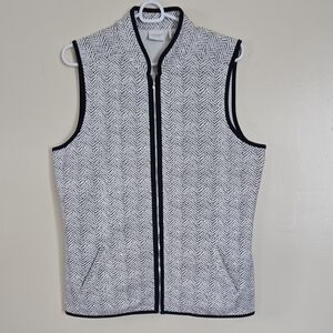 Chico's Weekends Navy & White Patterned Knit Vest Size 1 Unisex